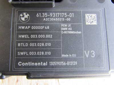 BMW Body Control Module BCM REM LK Continental 61359317175 F22 F30 F32 2, 3, 4 Series4